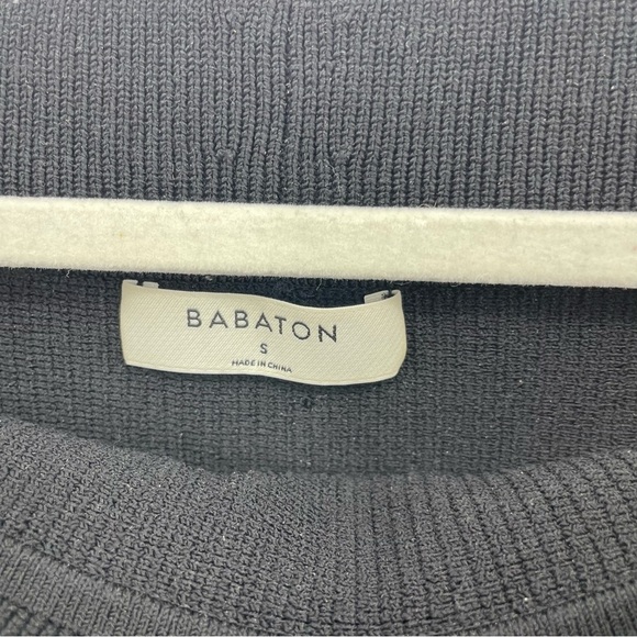 Aritzia Babaton Ribbed off the Shoulder Top black total eclipse sculpt knit Sz S - Picture 2 of 7